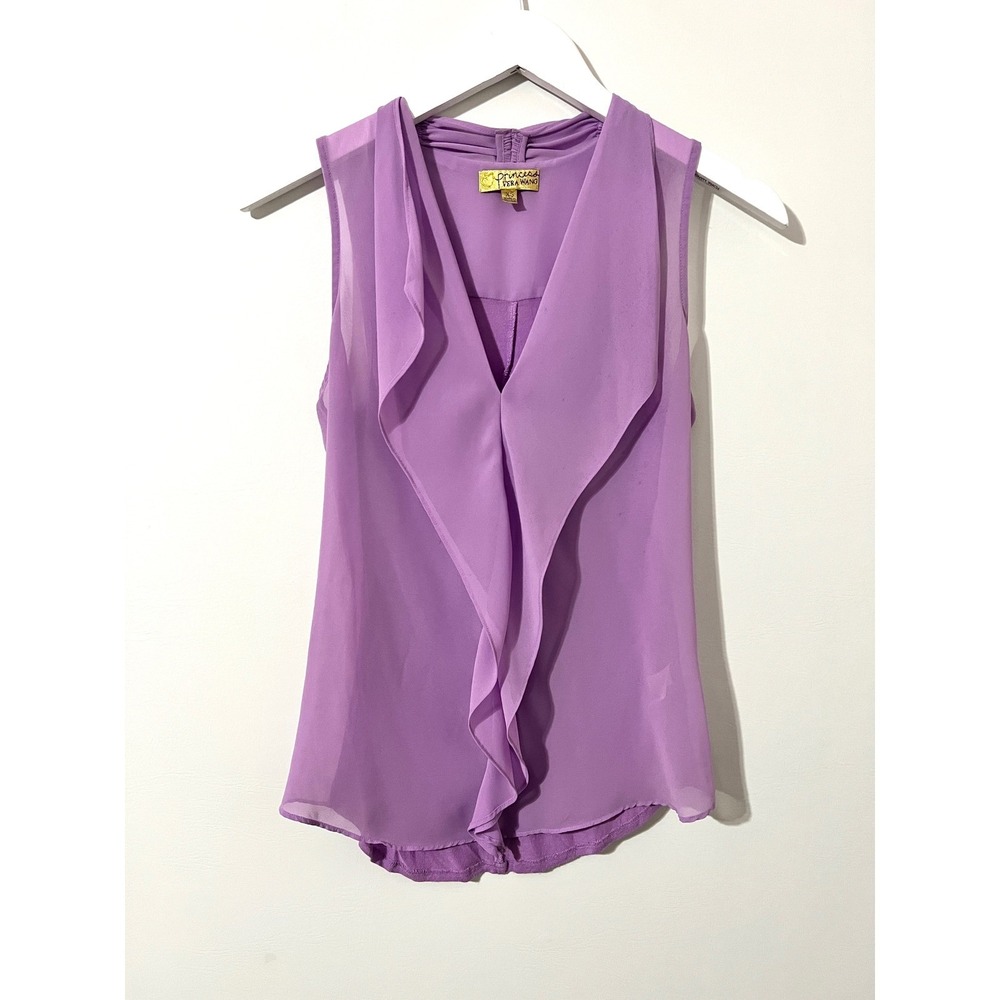 PRINCESS VERA WANG Y2K Purple Sleeveless Ruffle Blouse Excellent XS Lavender